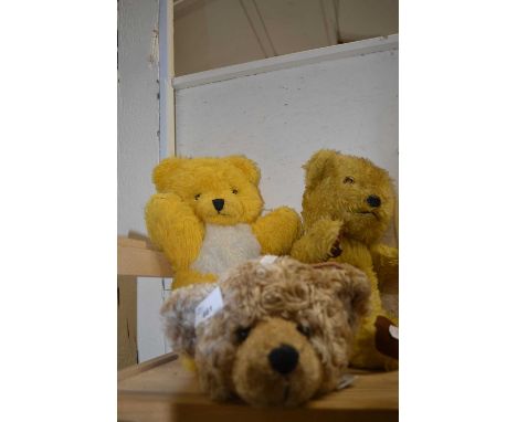 Two vintage teddy bears and a Harrods teddy bear purse