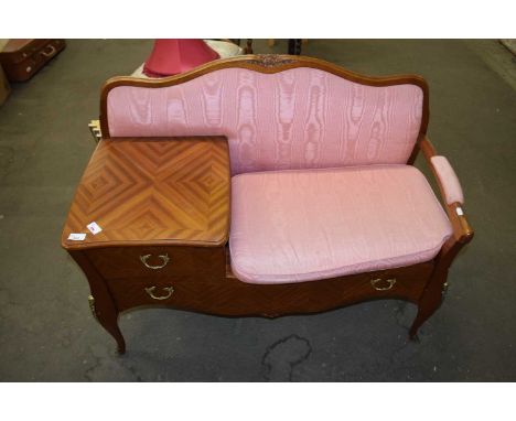 Continental mahogany veneered telephone seat