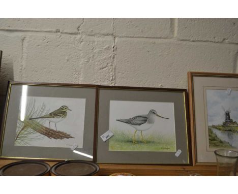 Two pictures of birds by R Millington, framed and glazed
