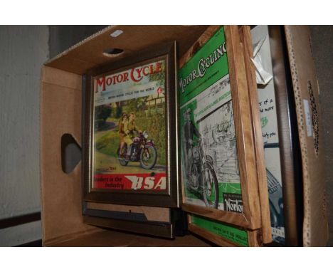 Quantity of framed motorcycling prints