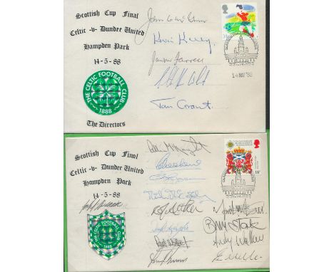 Celtic football 18 legends signed on two 1988 Scottish Cup final Centenary covers with 14/5/88 Glasgow postmark. Autographs i