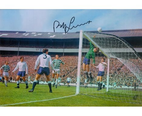 Football Celtic Lisbon Lion Bobby Lennox signed 12 x 8 inch colour goal action photo. Good condition. All autographs come wit
