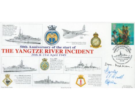 Yangtze River incident multiple signed 50th ann Navy official cover series 5 no 24. Signed by D Redman HMS Amethyst Ass, J Du