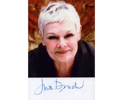 Judi Dench as M signed super 6 x 4 inch colour photo. English actress and was notable for being the first female M in the Jam