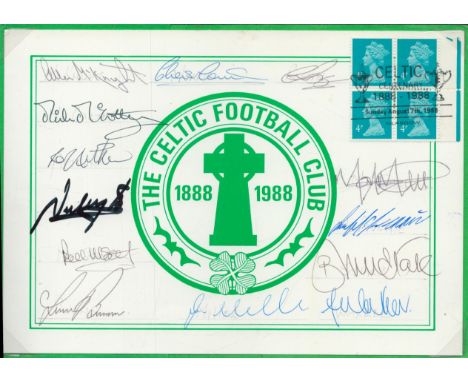 Celtic football 13 legends signed  1988 Centenary cover with 7/8/88 Glasgow postmark. Autographs include winning 1988 Scottis
