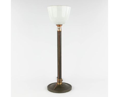 A desk lamp with opaline lampshade. Circa 1940.&nbsp;(H:71 x D:22 cm)