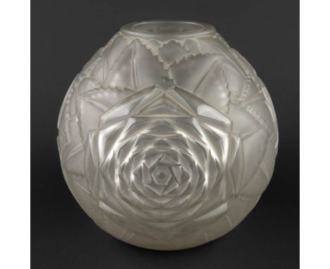 René GORO (XX) &amp; Henri DIEUPART (1888-1928) 'Art Deco glass vase'(H:20 x D:20 cm)