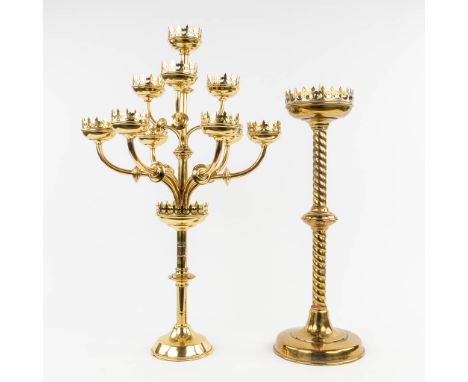 A candelabra with 10 points of light, gothic revival, added 1 candle holder. The first half of the 20th century.&nbsp;(H:73 x