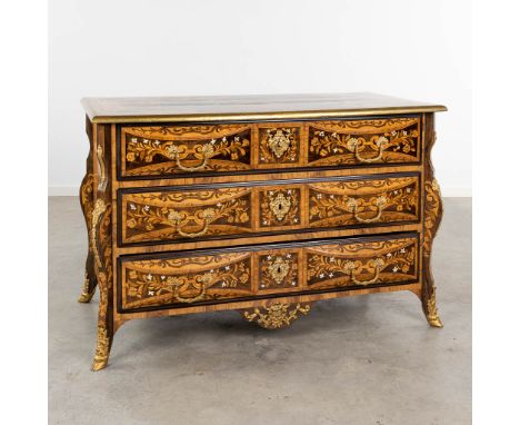 A bronze mounted Commode 'Mazarin', in the style of&nbsp;Thomas HACHE (1664-1747).&nbsp;Richly finished with wood marquetry, 