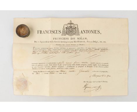 A sealed Theca with relic: Ex ossibus Sancta Catharina Virginis &amp; MartyrisThe theca has a relic for Saint Catherine the V