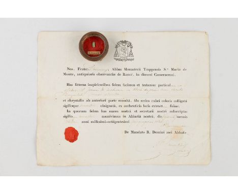A sealed Theca with relic: Ex Ossibus S. Joanni M.The theca has a relic for Saint John martyrThe theca will be delivered with