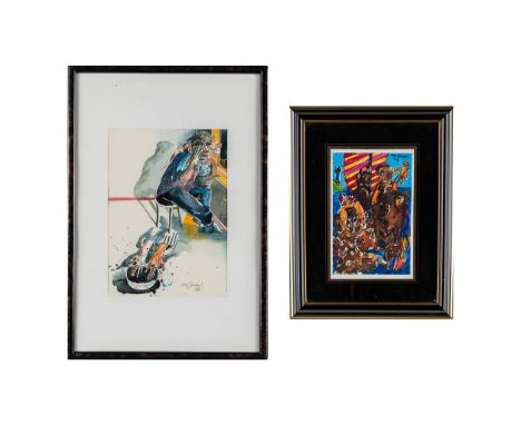 Koen SCHERPEREEL (1961-1997) 'Two Drawings' watercolour on paper.Signed and dated:&nbsp;1993 &amp; 1994.&nbsp;(W:12,6 x H:17,