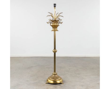 Hans KÖGL (XX-XXI)(attr.) 'Standing lamp with Flowers and Wheat' brass.&nbsp;The second half of the 20th century.&nbsp;(H:131