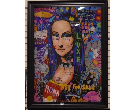 Large contemporary print on acrylic, Mona Lisa Pop Art, 82 x 117 cm. Not available for in-house P&amp;P 