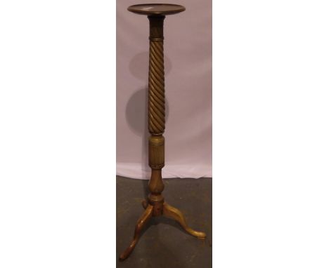 An Edwardian walnut Torchere, with tapering twist stem and tripod supports, H: 135cm, top D: 28cm. Not available for in-house
