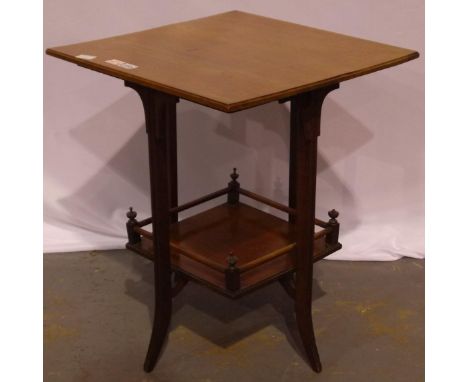 An early 20th century parlour table, with galleried under-shelf and four shaped supports, 56 x 56 x 69 cm H. 