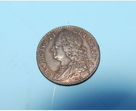 A George II 1746 silver sixpence, LIMA under bust good, condition and colour