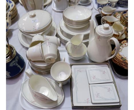 A Royal Doulton "Carnation" part dinner and tea service, 43 pieces approx