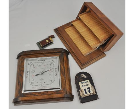 Barometer, lighter, cigar box, etc.