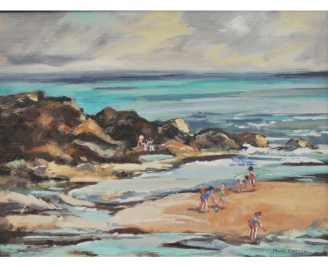M. W. Cottee, Portholland, Cornwall, signed, oil on board, 30 x 40cms and Aubrey Phillips, A Summer Evening in the Dovey Estu