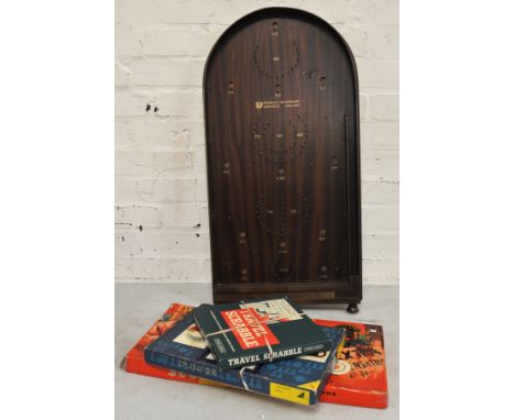 A Bagatelle board by Bramhall, Sheffield, and a collection of board games.