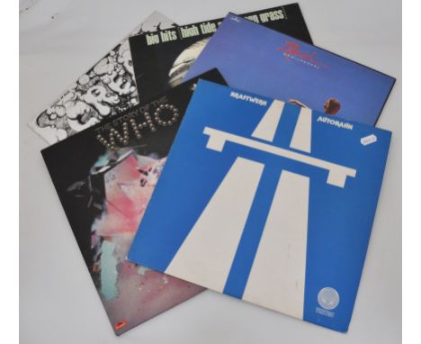 Box containing LP vinyl record collection, arox 40 titles. To include: Kraftwerk, The Monkees, Cream, Rolling Stones, The Who