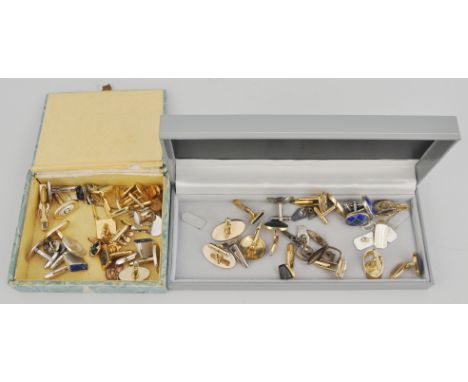 Two boxes of cufflinks, gilt metal.