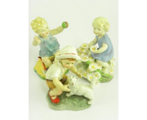 THREE ROYAL WORCESTER FIGURES OF CHILDREN MODELLED BY F G DOUGHTY - SNOWY, SUNDAY'S CHILD AND MAY