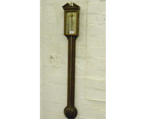 A REPRODUCTION MAHOGANY AND LINE INLAID STICK BAROMETER BY COMITTI HOLBORN