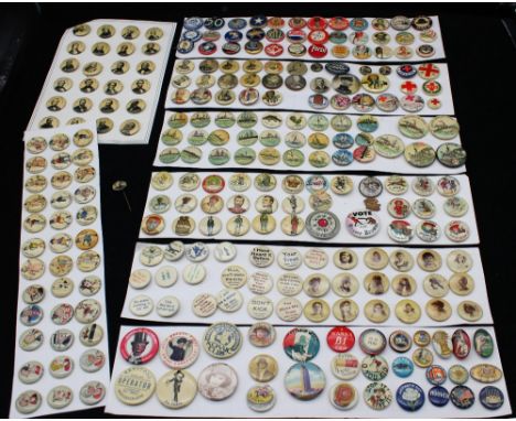 A large of assortment of mainly circular badges comprising of twenty three Whitehead &amp; Hoag badges depicting portraits of