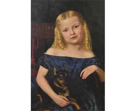A Vivian Crome nineteenth century portrait oil on canvas entitled "Zoe" subject a young girl in Victorian costume seated with