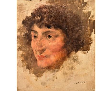 An oil on panel, portrait of a woman, subject looking forwards head turned to side,signed to lower right, unmounted, 21 cm hi