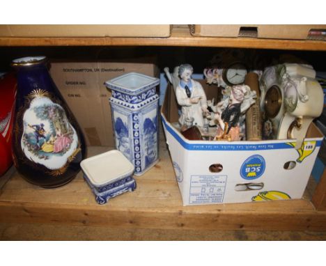 Various figures, decorative vases etc.