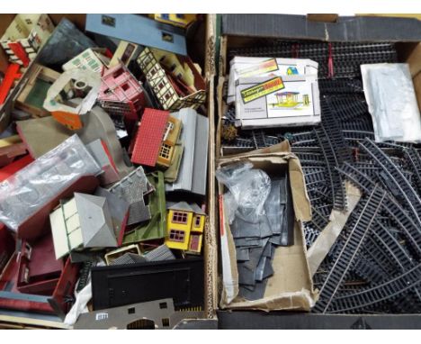 Model Railways - two boxes containing a collection of power controllers to include Marklin mini club, accessories, wires and 