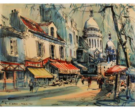 Marius Girard (French 1927-2014) 'Au Cadet de Gascoigne' colourwashed print on photographic-type paper 50 x 65 cm (parcel-gil