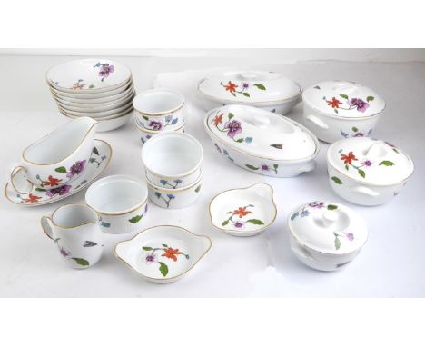 A selection of Royal Worcester porcelain oven to tableware 'Astley' pattern to comprise: 2 oval entrée dishes and covers (one