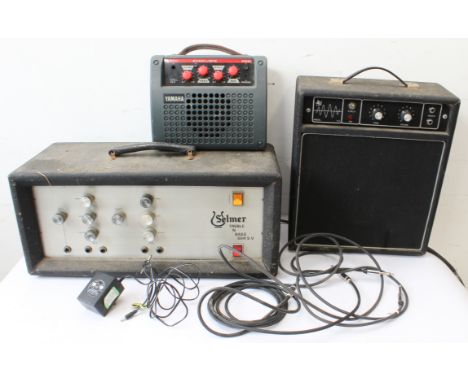 A JSH practice guitar amplifier, together with a Yamaha VA-5 guitar amplifier and a Selmer Treble N Bass 50R S. V. (3).