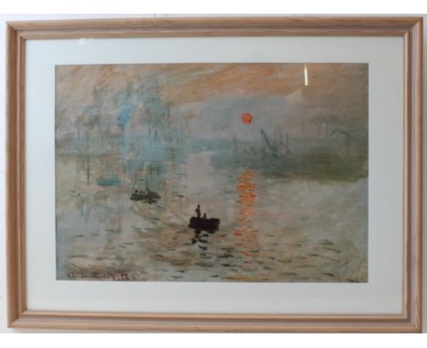 After CLAUDE MONET - 'Soleil Levant', colour print ( 55 x 78.5 cm). (Glazed frame 79.5 x 105 cm). Informational paperwork ver