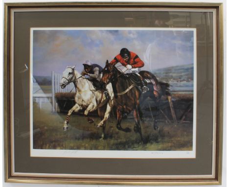 After Graham Isom 'Desert Orchid and Dawn Run - Cheltenham 1984' lithographic print  limited edition 45/500, signed in pencil