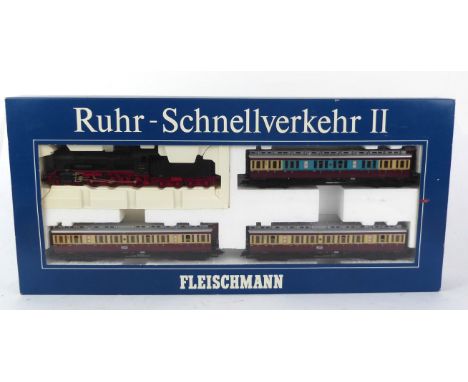 A boxed Fleischmann HO gauge 4888 Ruhr-Schnellverkehr II set - including a 4-6-0 locomotive and eight wheel tender, no. 38 37