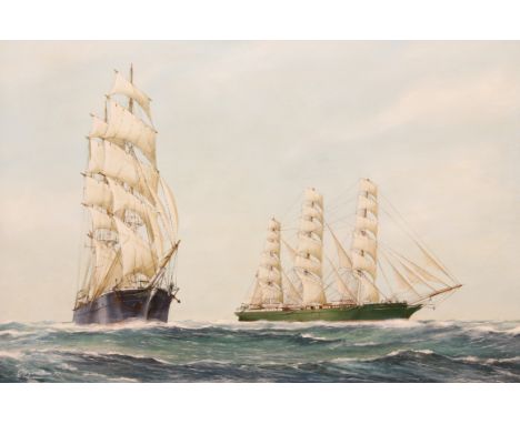 Frank Joseph Henry Gardiner (British, b.1942) The clipper ships Woollahra and Patriarch at sea oil on canvas, signed and date