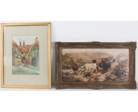 Two pieces:

1. British early 20th century
Highland drovers
oil on canvas, indistinctly signed (l.r.) (M. Parks?)
29 x 58.5 c
