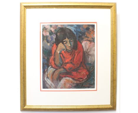 Portrait of a seated lady Gouache, dated '95 and indistinctly signed (l.r.) 46.5 x 38 cm (Gilt frame 80 x 71.5 cm)  