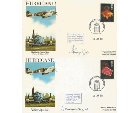 Air Cdre R Berry DFC , Wg Cdr A McNeil Boyd DSO DFC, Sqn Ldr L Collingridge 66 Sqn Battle of Britain pilot signed on THREE 19