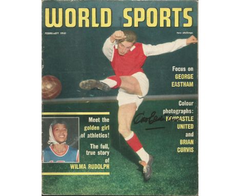 George Eastham signed World Sports February 1961 magazine.  Signed on the front cover by the former English  footballer. He i