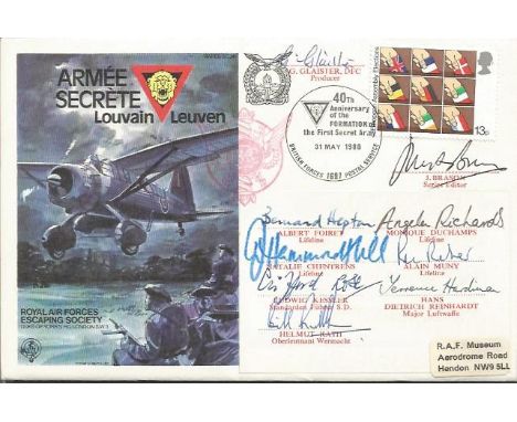 Secret Army Cast signed RAF cover. A rare special variation from the RAF Museum Escaping Society. ES26e Secret Army flown cov