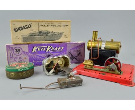 AN UNBOXED LIVE STEAM ENGINE, unmarked but possibly Mamod S.E.1.A., not tested, with burner, with a boxed part built Binnacle