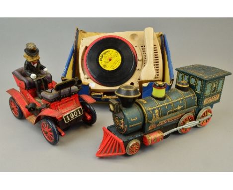 A MASUDAYA MODERN TOYS (JAPAN) TINPLATE BATTERY OPERATED WESTERN LOCOMOTIVE, not tested, playworn condition but appears large