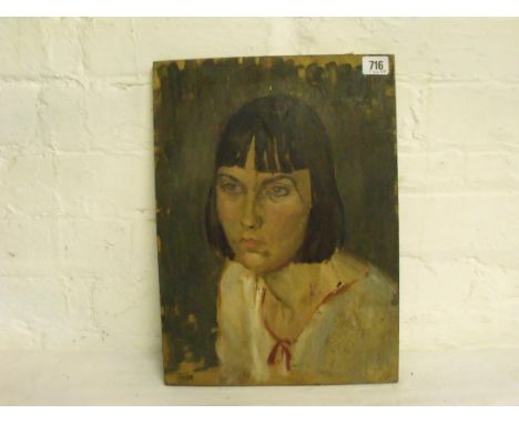 John – Study of a girls head and shoulders  Also portrait on reverse. On board. 16 x 11. Unframed   