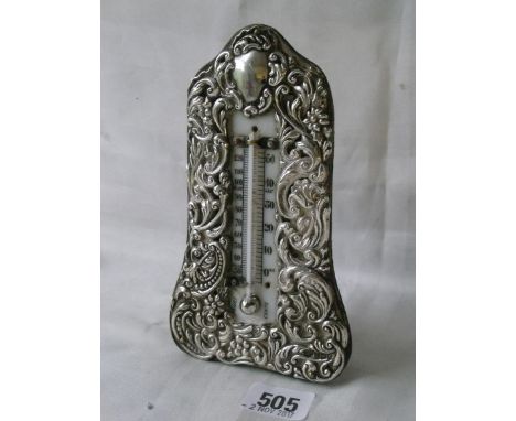 Ladies desk thermometer with foliate borders  6” high Lon 1903       